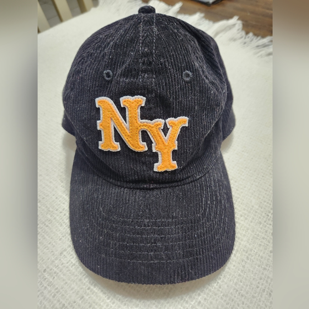 MAD Engine New York Black Corduroy Adjustable Strap Hat NY Chenille Letters